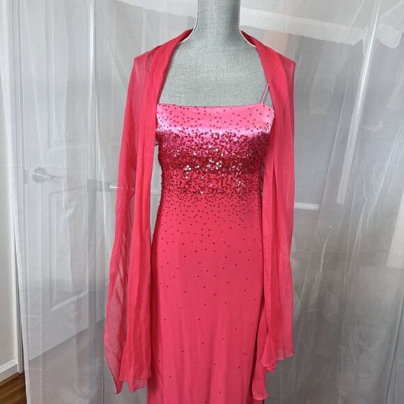 Vintage Gilar Evening wear pink embellished formal maxi dress 10 sequin prom - Picture 6 of 15